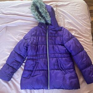 Purple Hooded Puffer Jacket